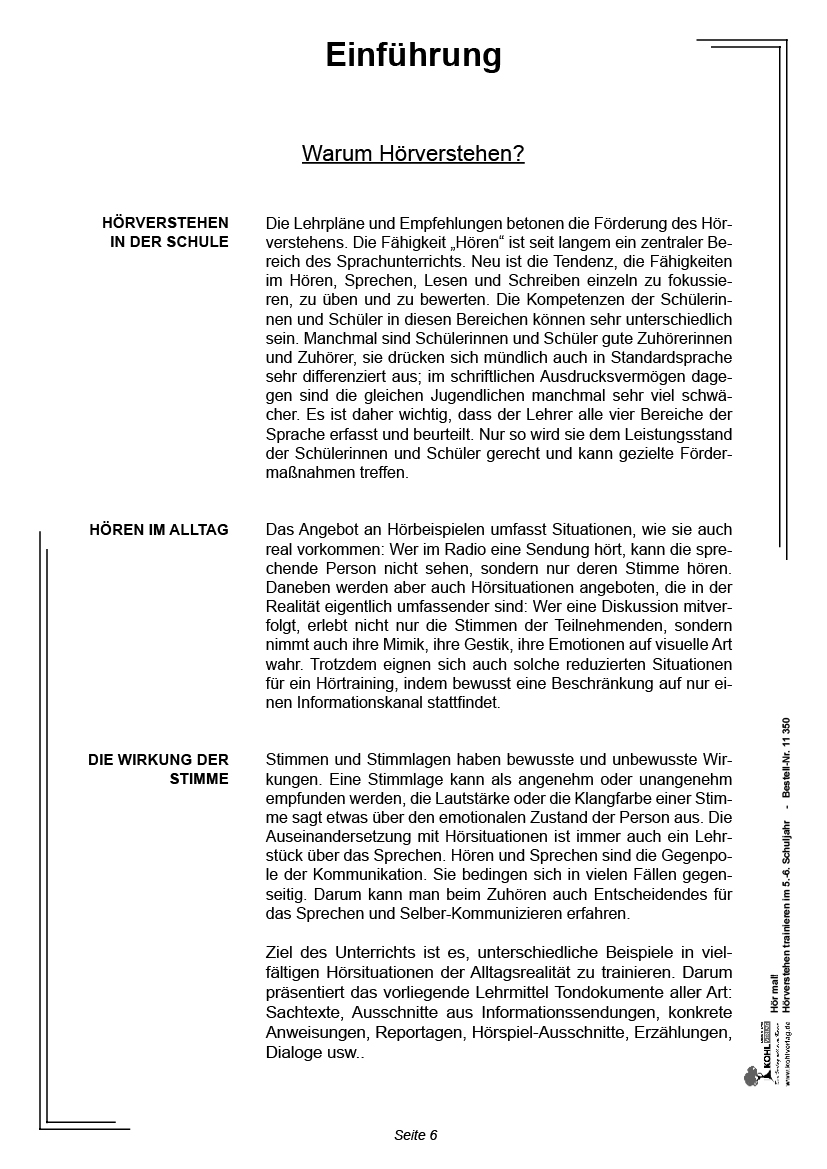 Hör mal! / Klasse 5-6 - Hörverstehen trainieren im 5.-6. Schuljahr