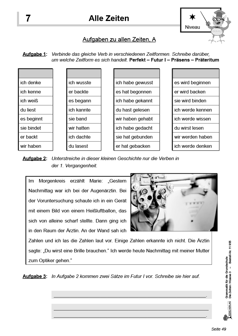 Grammatik für die Grundschule - Die Zeiten / Klasse 3 - Grundlagen in drei Niveaustufen