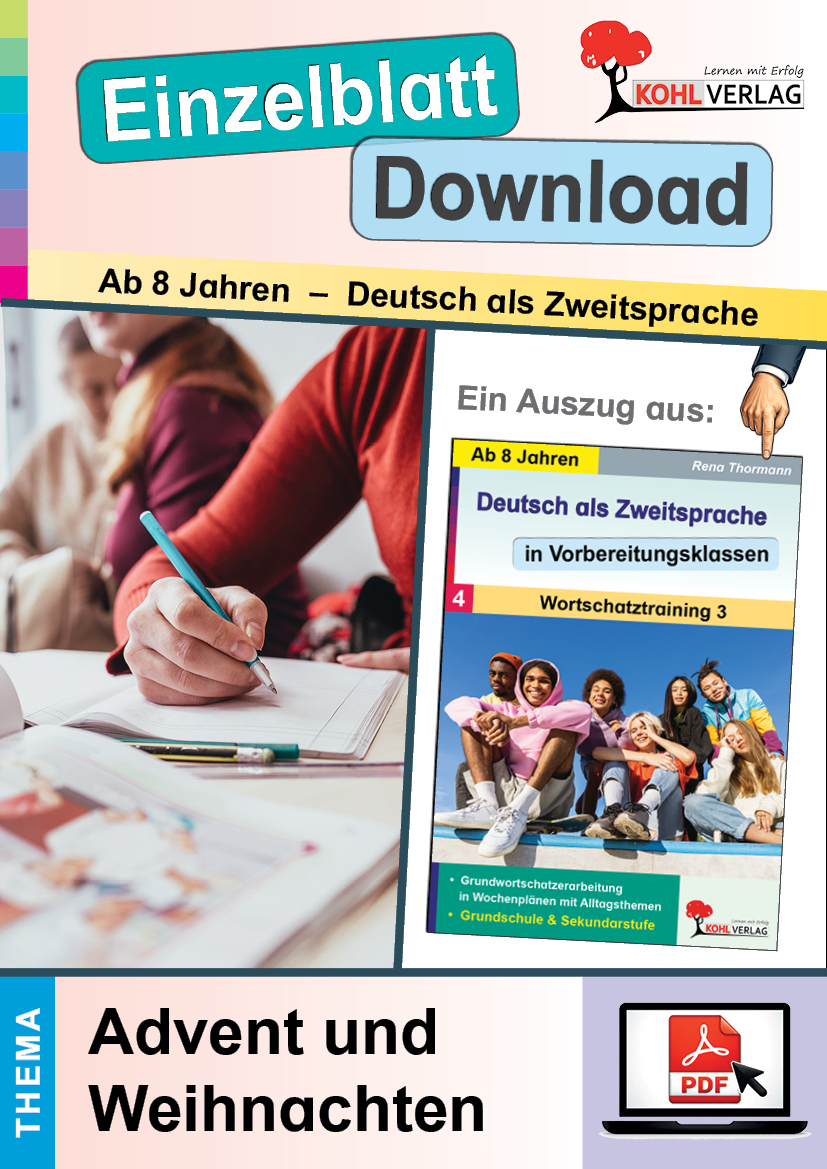 Deutsch als Zweitsprache in Vorbereitungsklassen - Wortschatztraining: Advent und Weihnachten