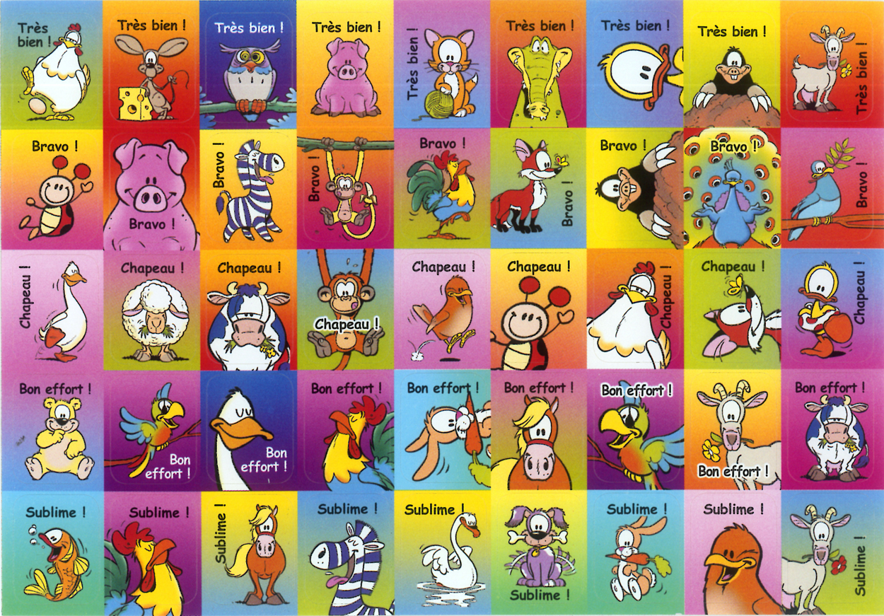 Belohnungssticker Französische lobende Tiere Belohnungssticker Französische lobende Tiere