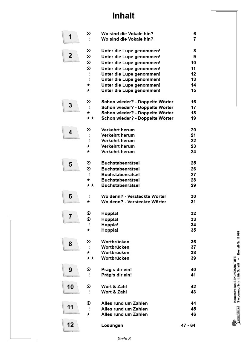 Konzentration Sekundarstufe