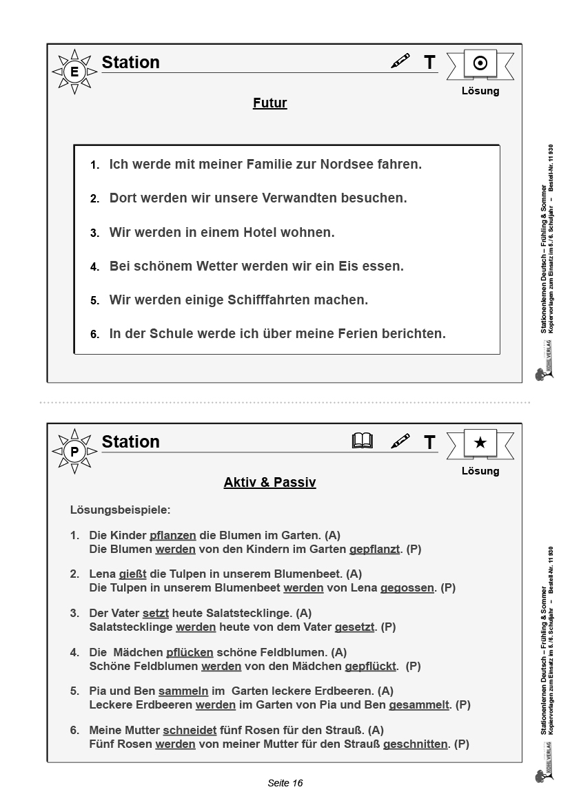 Stationenlernen Deutsch / Frühling & Sommer - Klasse 5/6