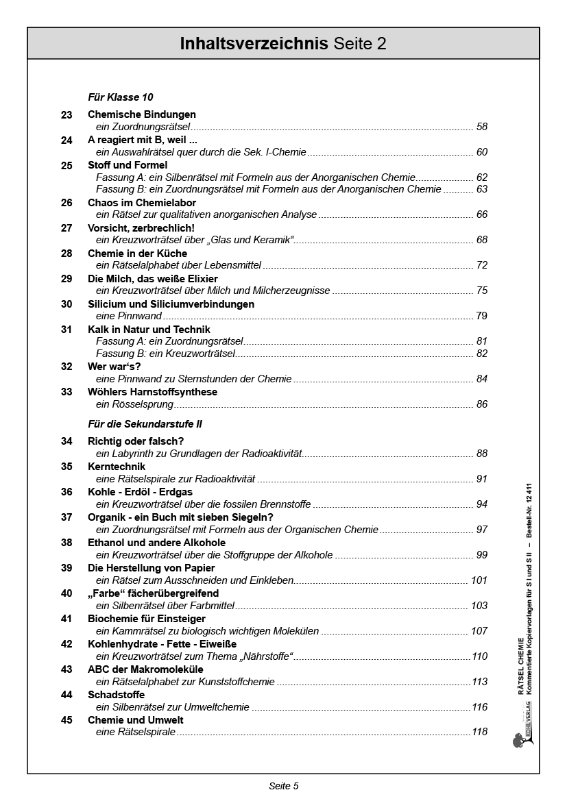 Rätsel Chemie - Rätselhaftes aus der Chemie zur Wiederholung und Vertiefung