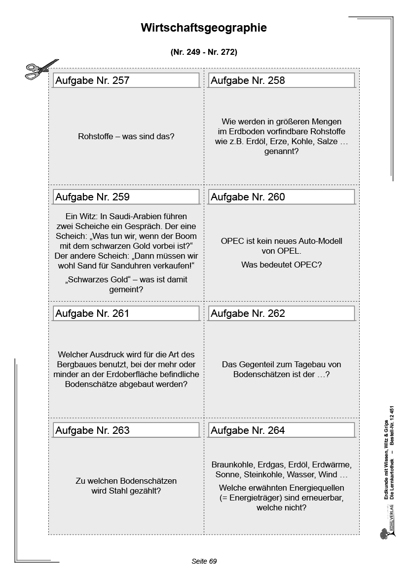 Erdkunde mit Wissen, Witz & Grips  -  Die Lernkartothek