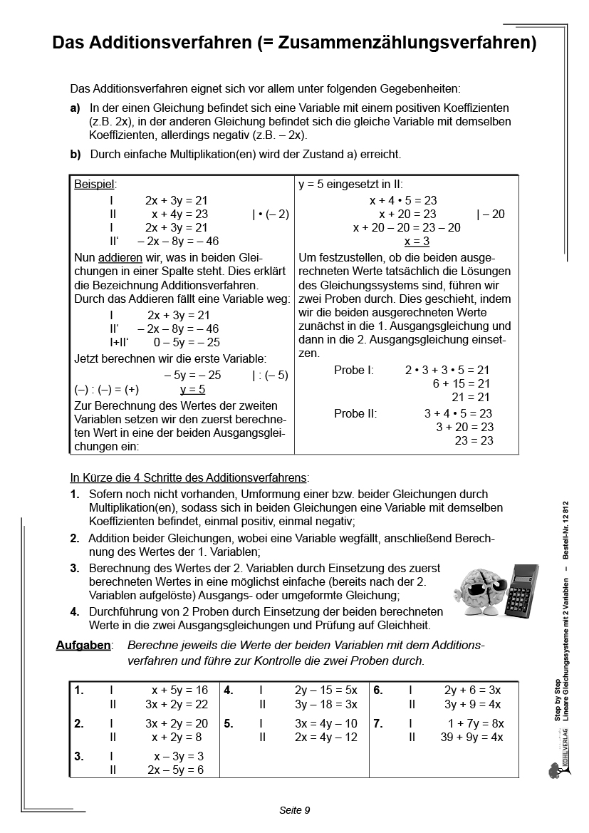 Step by Step / Lineare Gleichungssysteme mit zwei Variablen