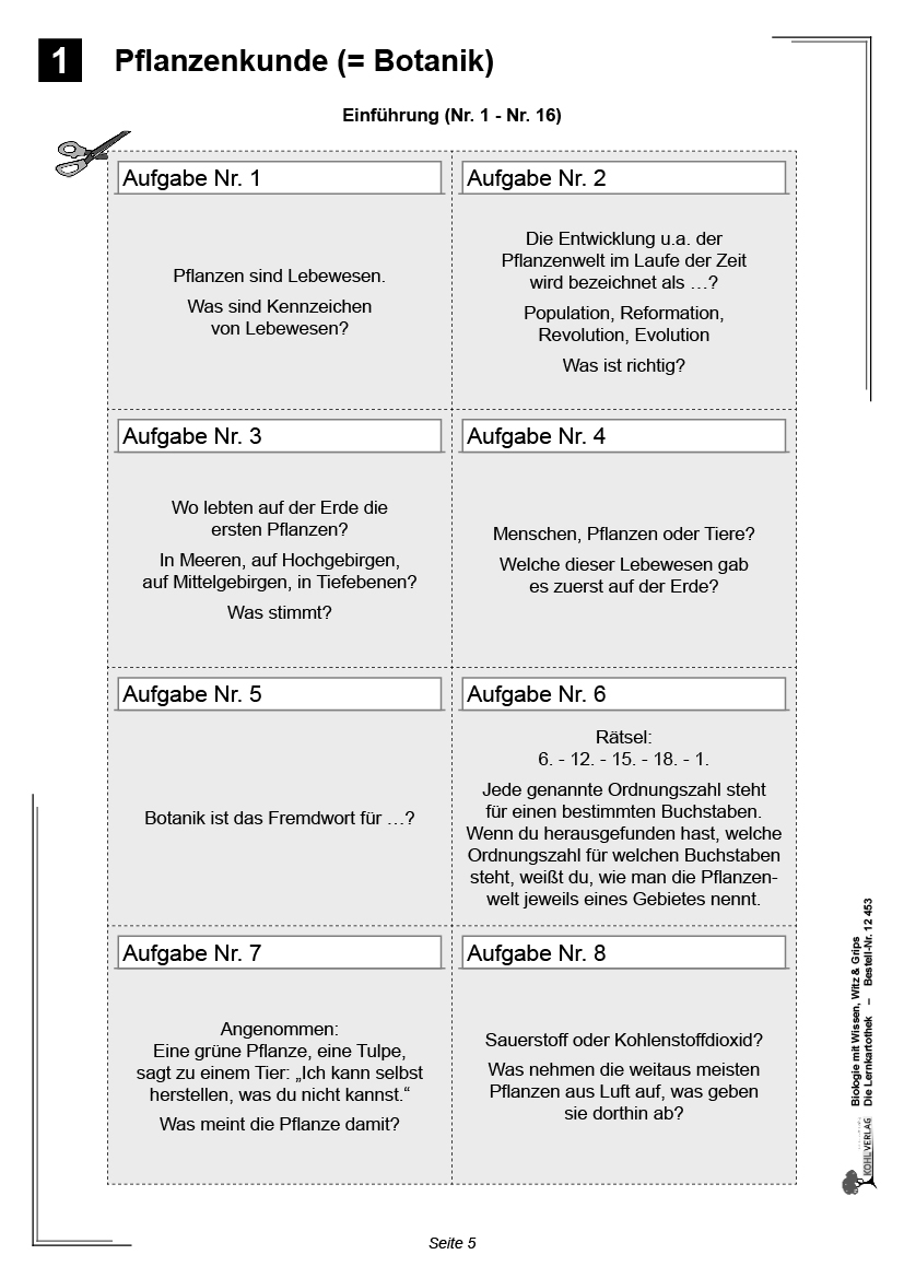 Biologie mit Wissen, Witz & Grips  -  Die Lernkartothek