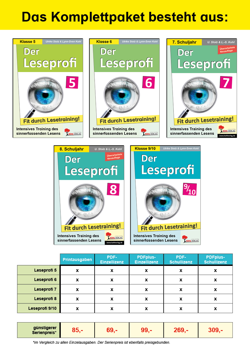 Komplettpaket* Der Leseprofi Sekundarstufe