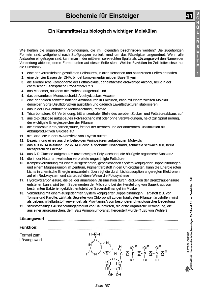 Rätsel Chemie - Rätselhaftes aus der Chemie zur Wiederholung und Vertiefung
