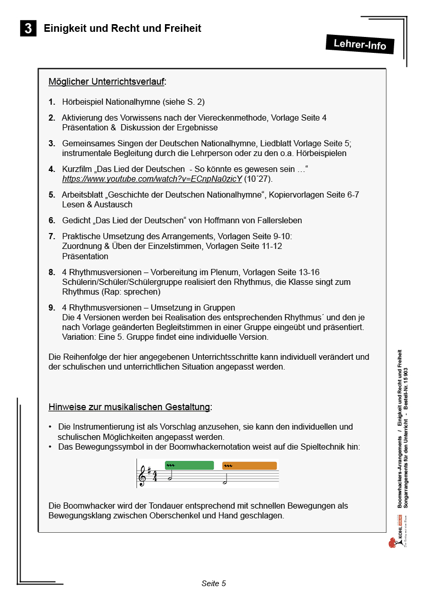 Boomwhackers-Arrangements - Einigkeit und Recht und Freiheit