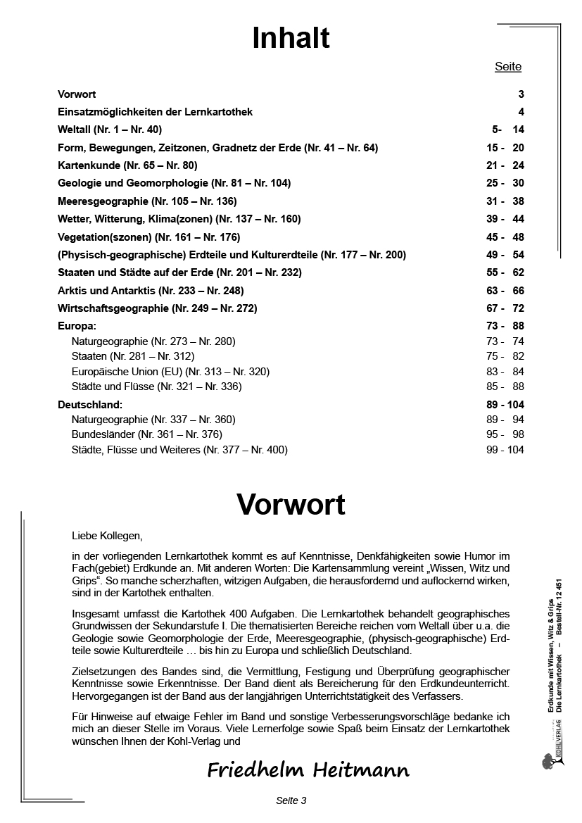 Erdkunde mit Wissen, Witz & Grips  -  Die Lernkartothek