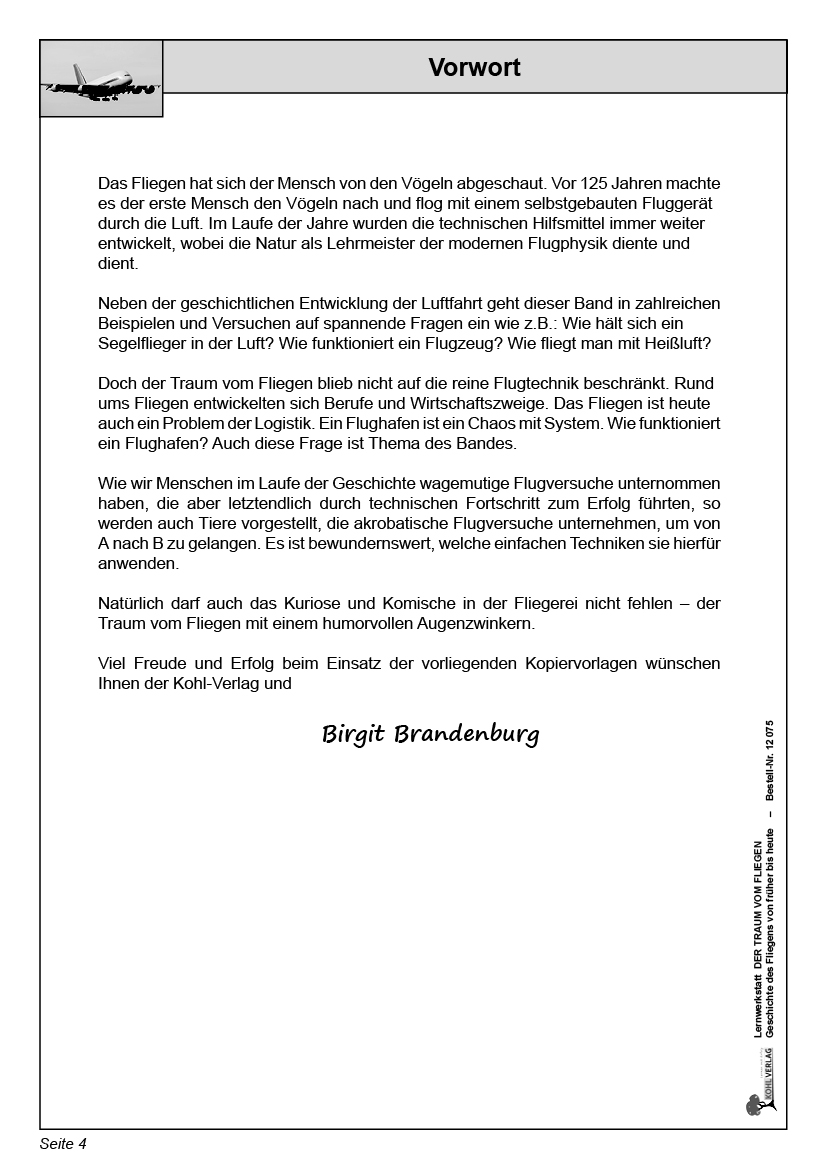 Lernwerkstatt Der Traum vom Fliegen Lernwerkstatt Der Traum vom Fliegen
