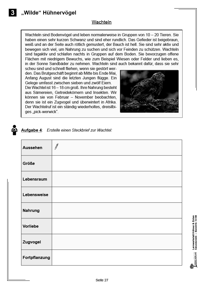 Lernwerkstatt Hühner & Enten / Sekundarstufe Lernwerkstatt Hühner & Enten / Sekundarstufe