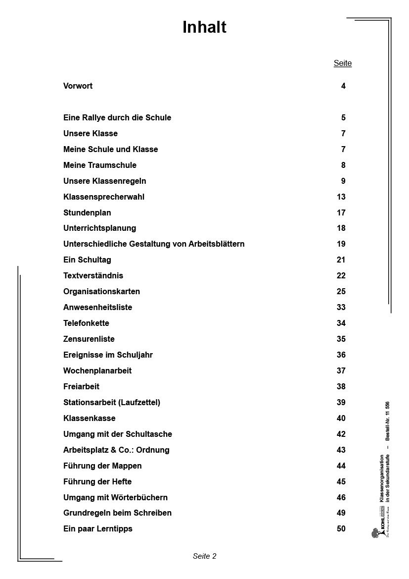 Klassenorganisation in der Sekundarstufe