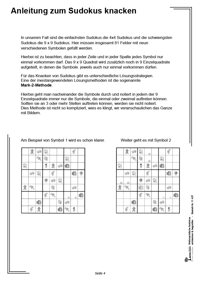 Weihnachtliche Sudokus entdecken und begreifen