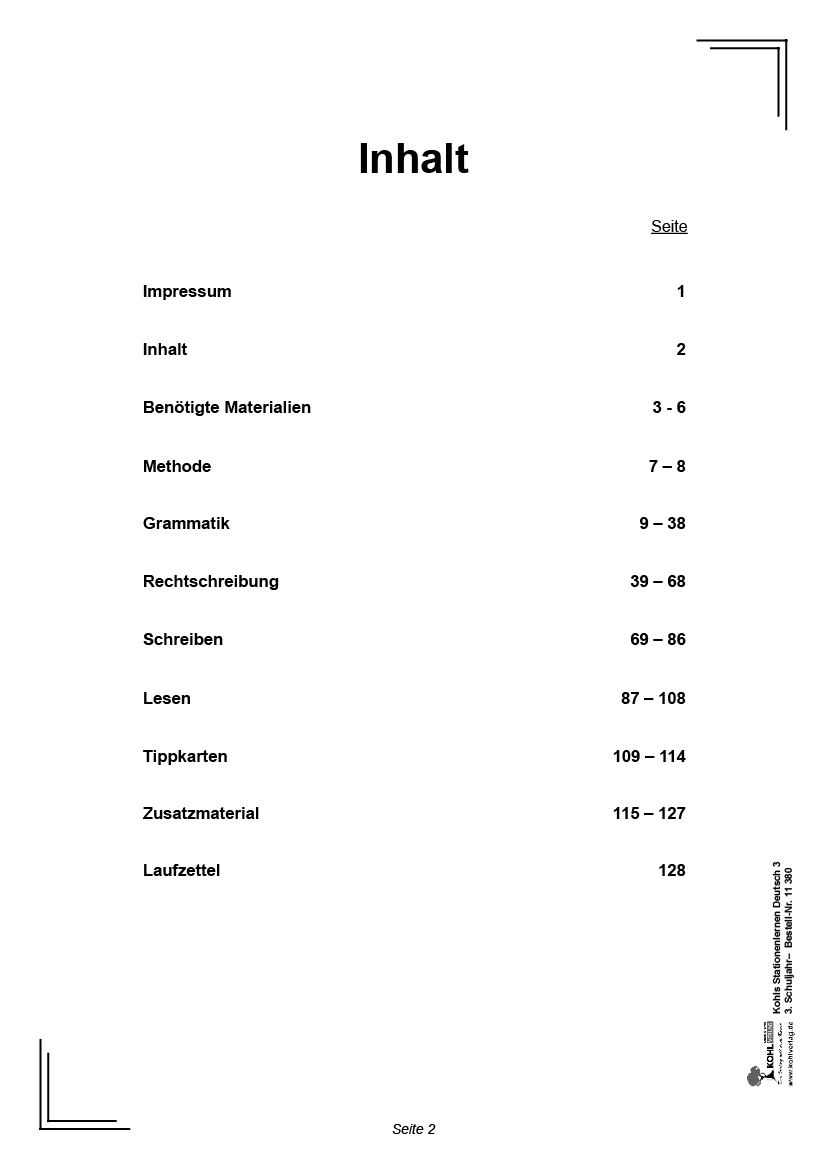 Stationenlernen Deutsch / Klasse 3