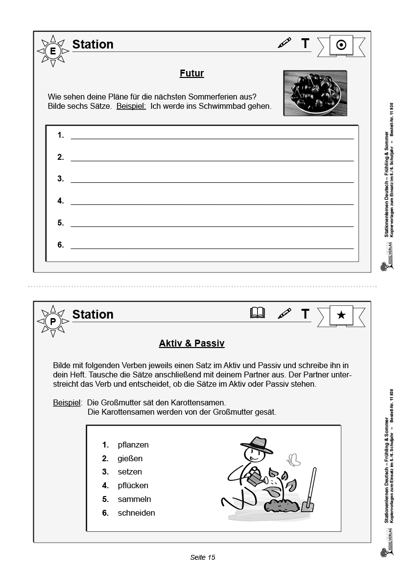 Stationenlernen Deutsch / Frühling & Sommer - Klasse 5/6