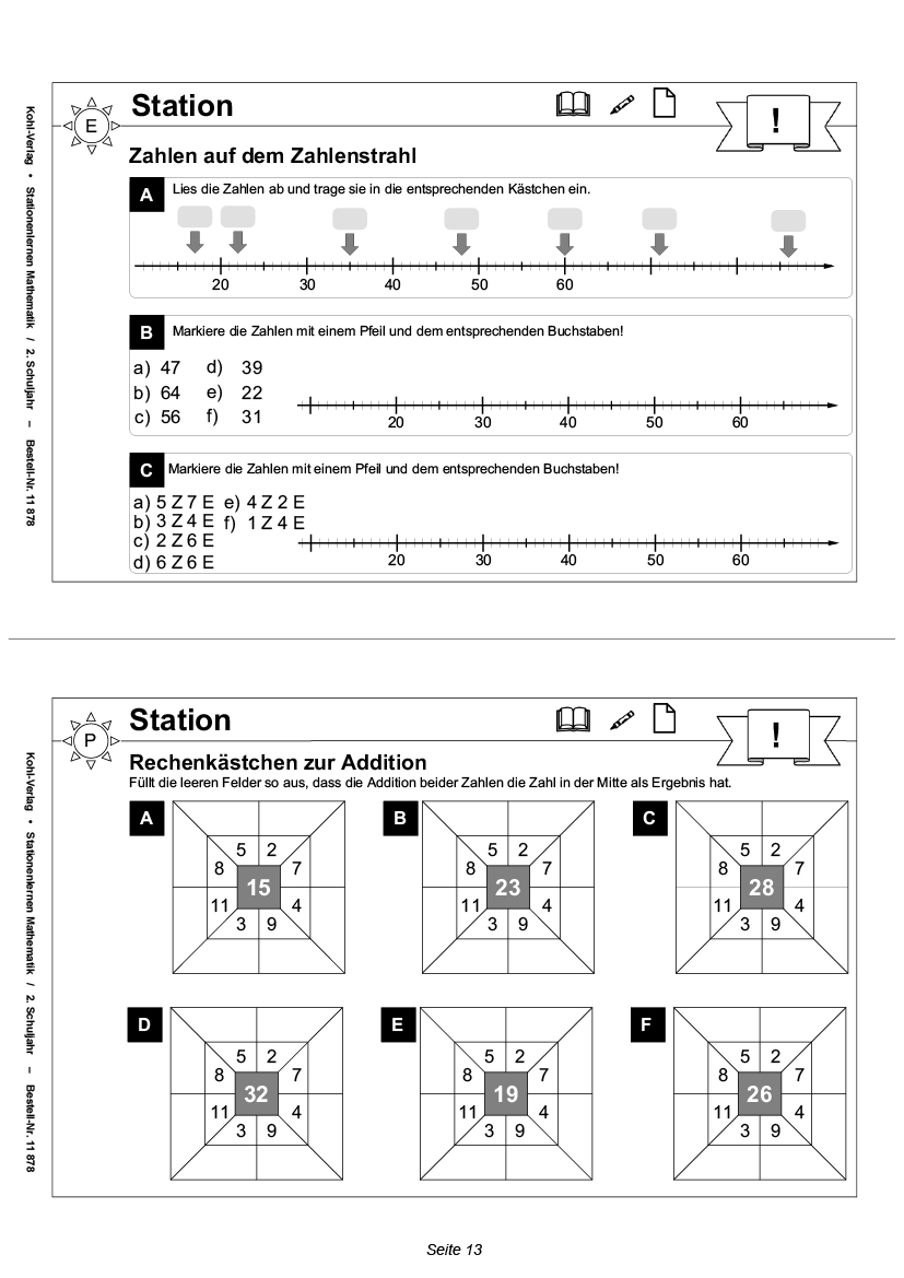 Stationenlernen Mathe / Klasse 2