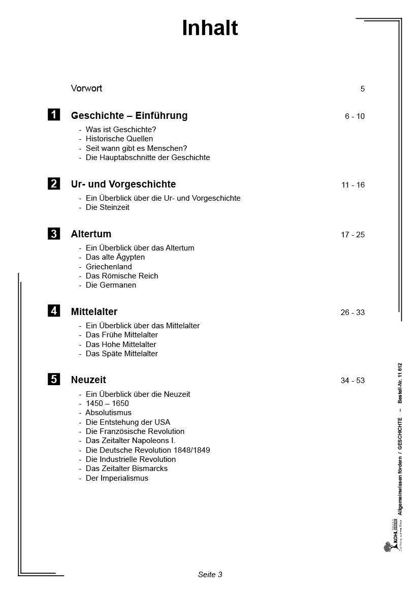 Allgemeinwissen fördern GESCHICHTE