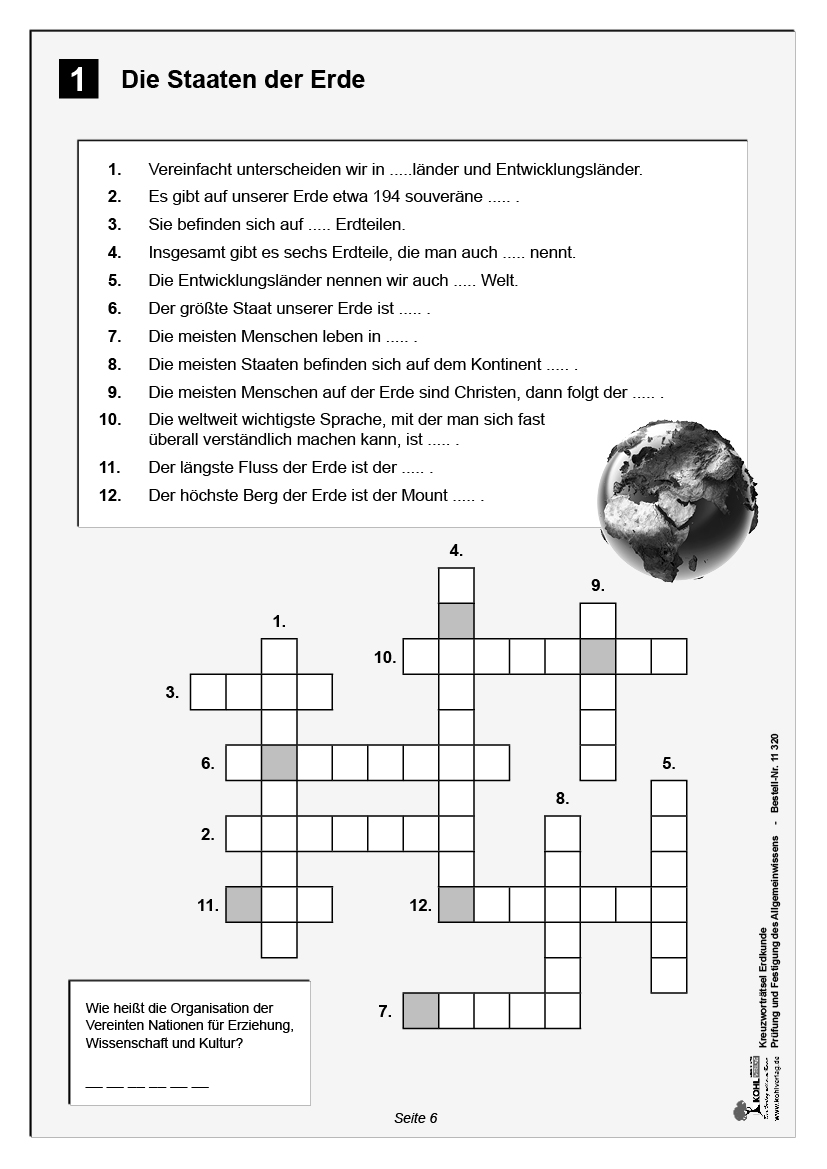 Kreuzworträtsel Erdkunde