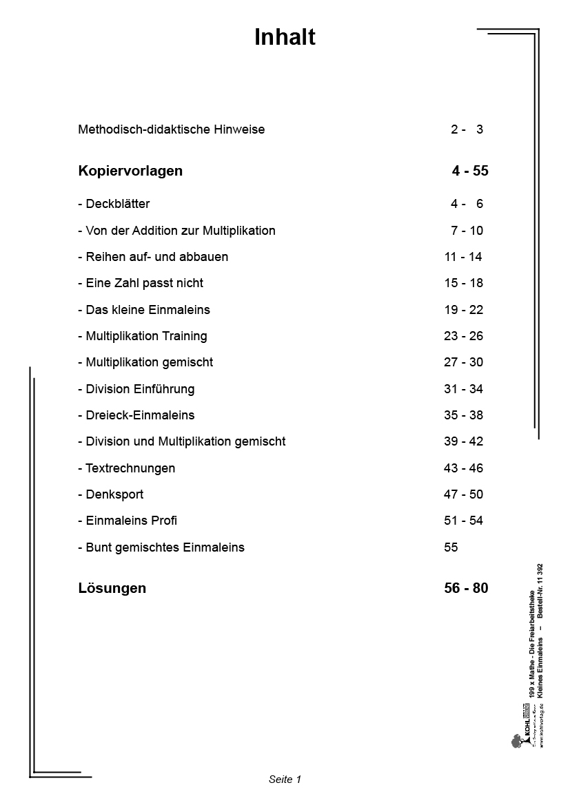 199x Mathe - Die Freiarbeitstheke - Kleines Einmaleins