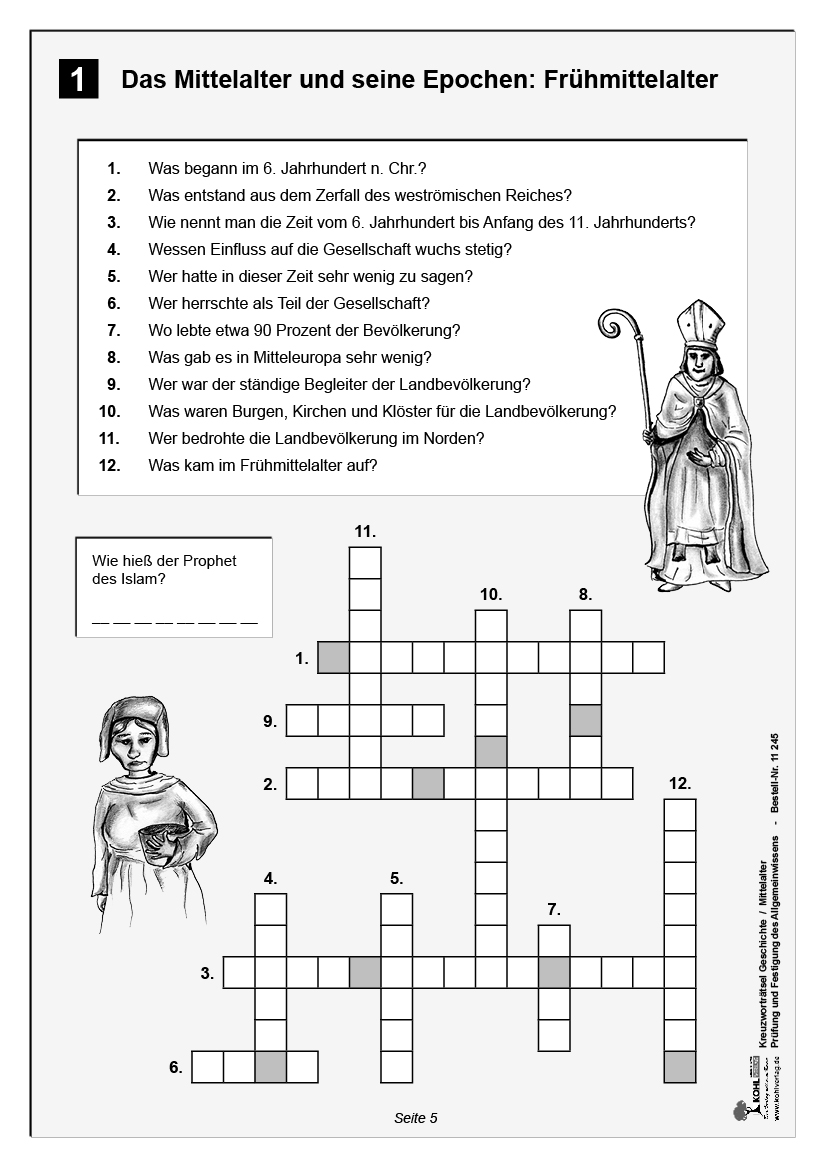 Kreuzworträtsel Geschichte / Mittelalter