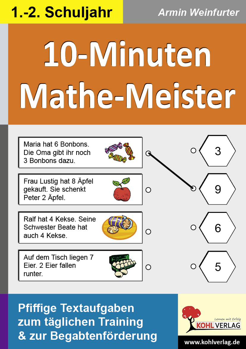 10-Minuten-Mathe-Meister / Klasse 1-2 - Pfiffige Textaufgaben zum täglichen Training