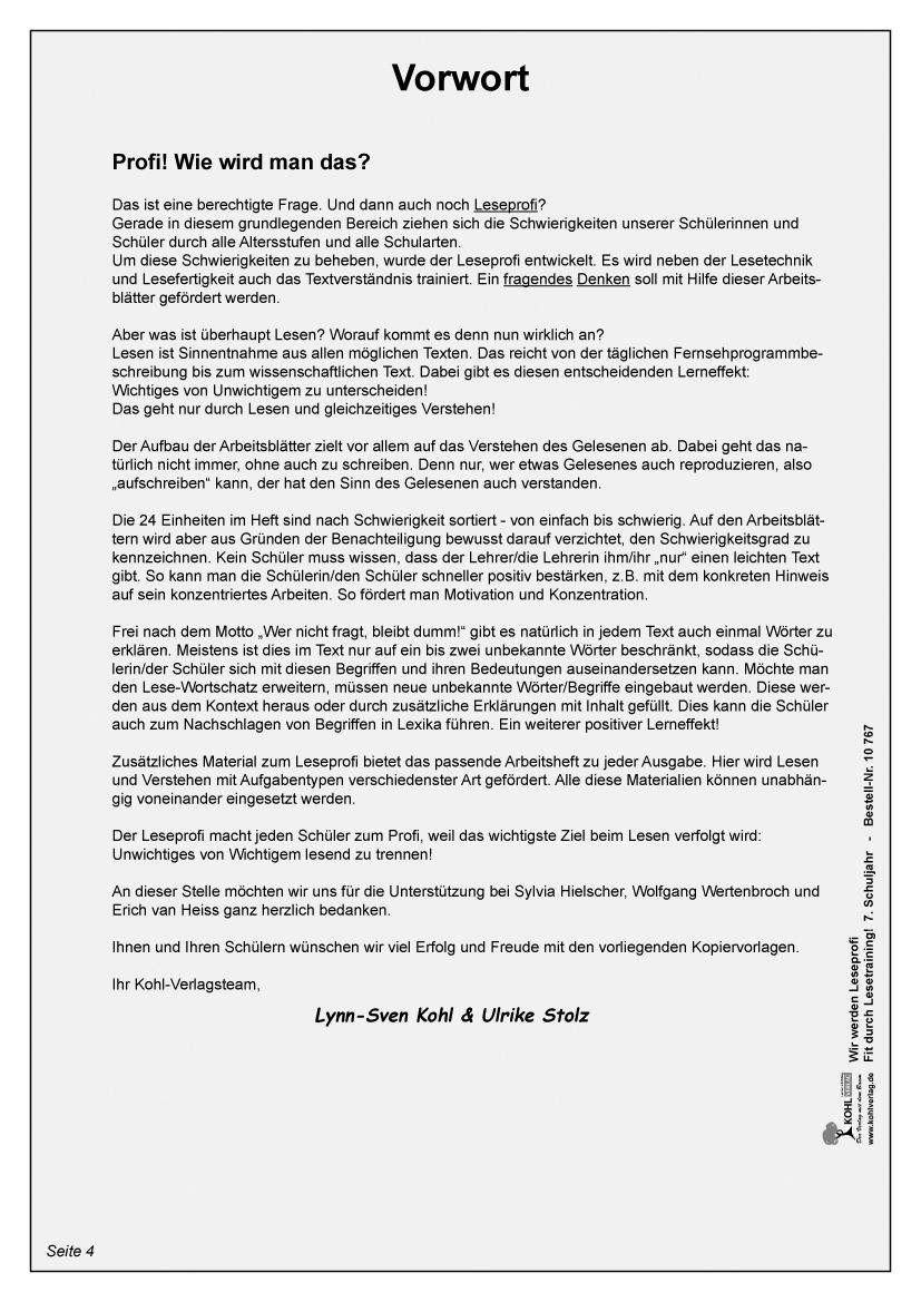 Wir werden Leseprofi / Klasse 7