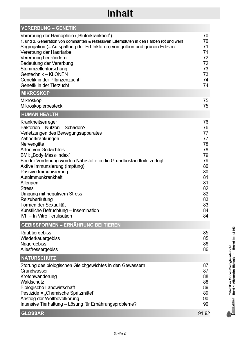 Tafelbilder Allgemeine Biologie