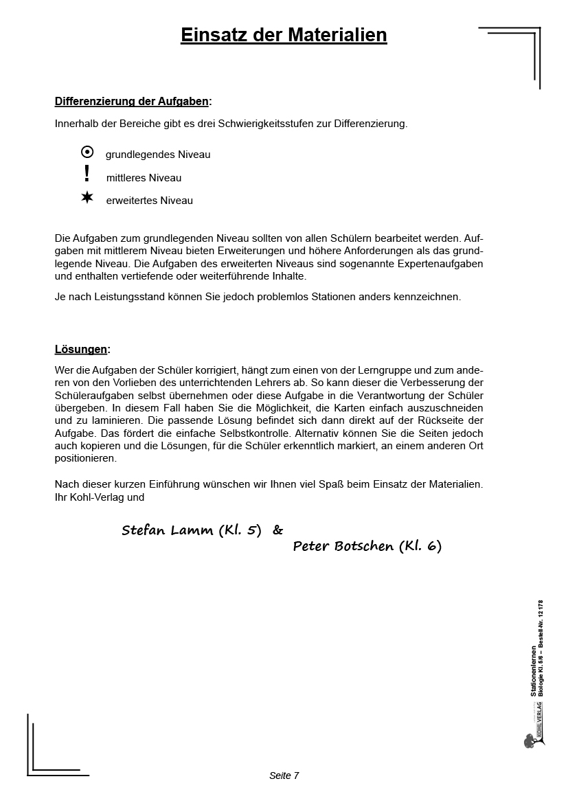 Stationenlernen Biologie 5/6