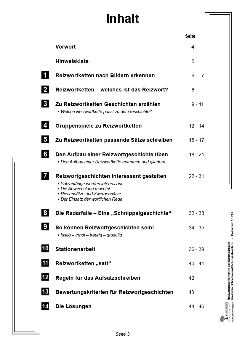 Reizwortgeschichten / Sekundarstufe