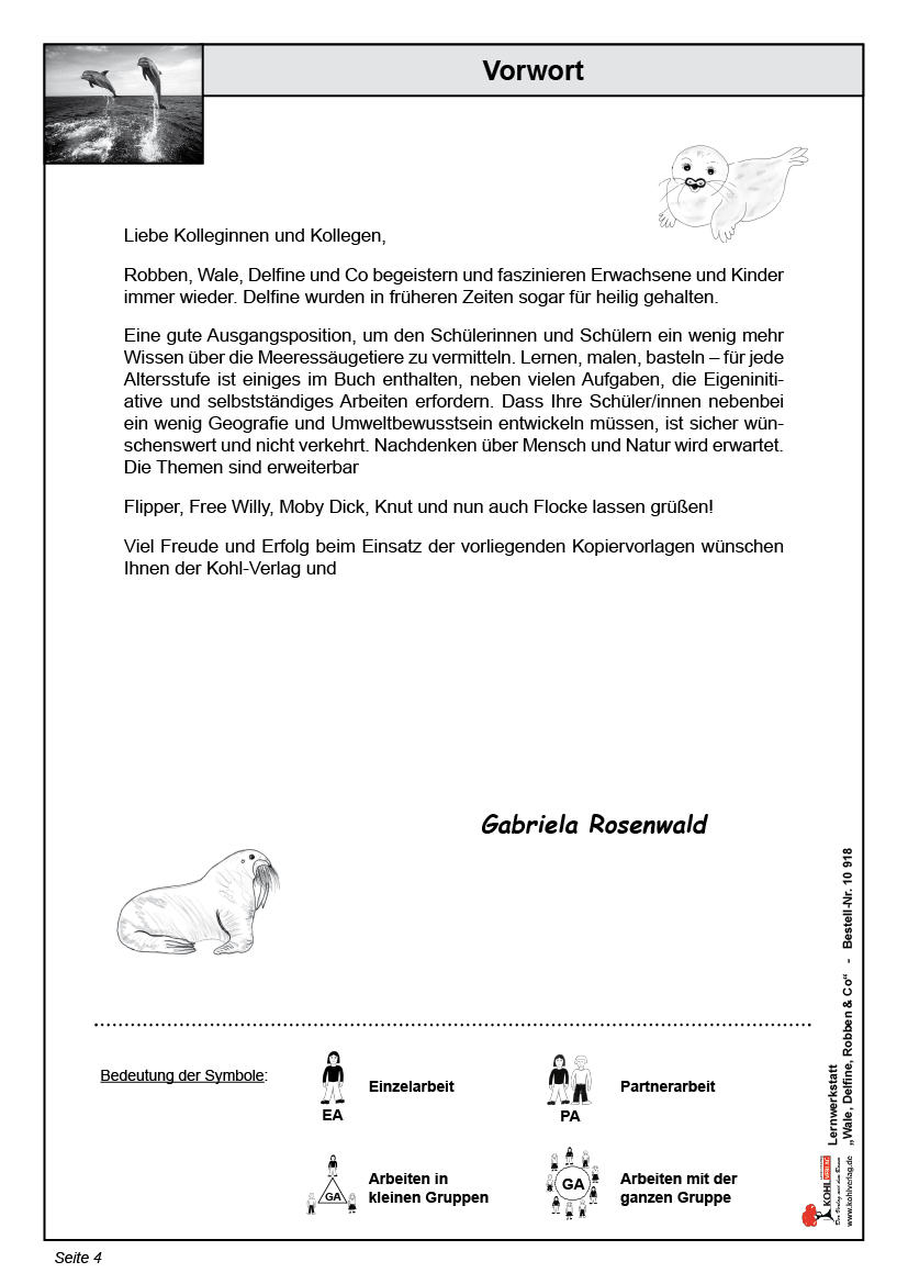 Lernwerkstatt Wale, Delfine, Robben & Co. Lernwerkstatt Wale, Delfine, Robben & Co.