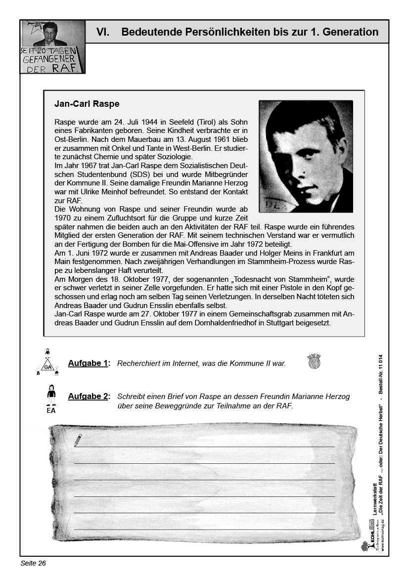 Lernwerkstatt Die Zeit der RAF Lernwerkstatt Die Zeit der RAF