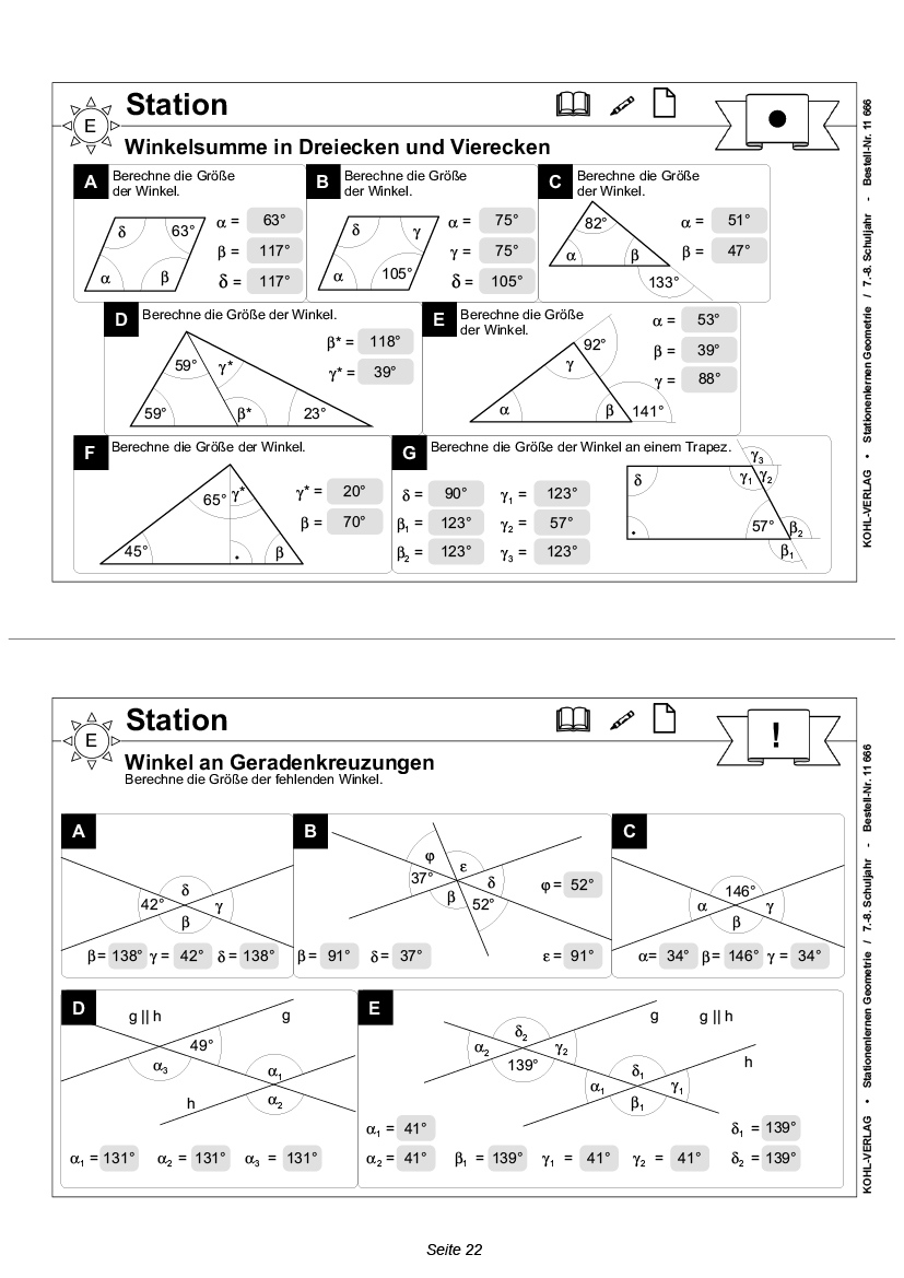 Stationenlernen Geometrie / Klasse 7-8