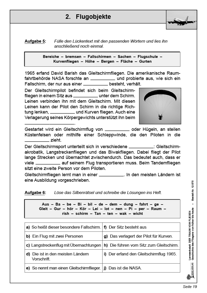 Lernwerkstatt Der Traum vom Fliegen Lernwerkstatt Der Traum vom Fliegen