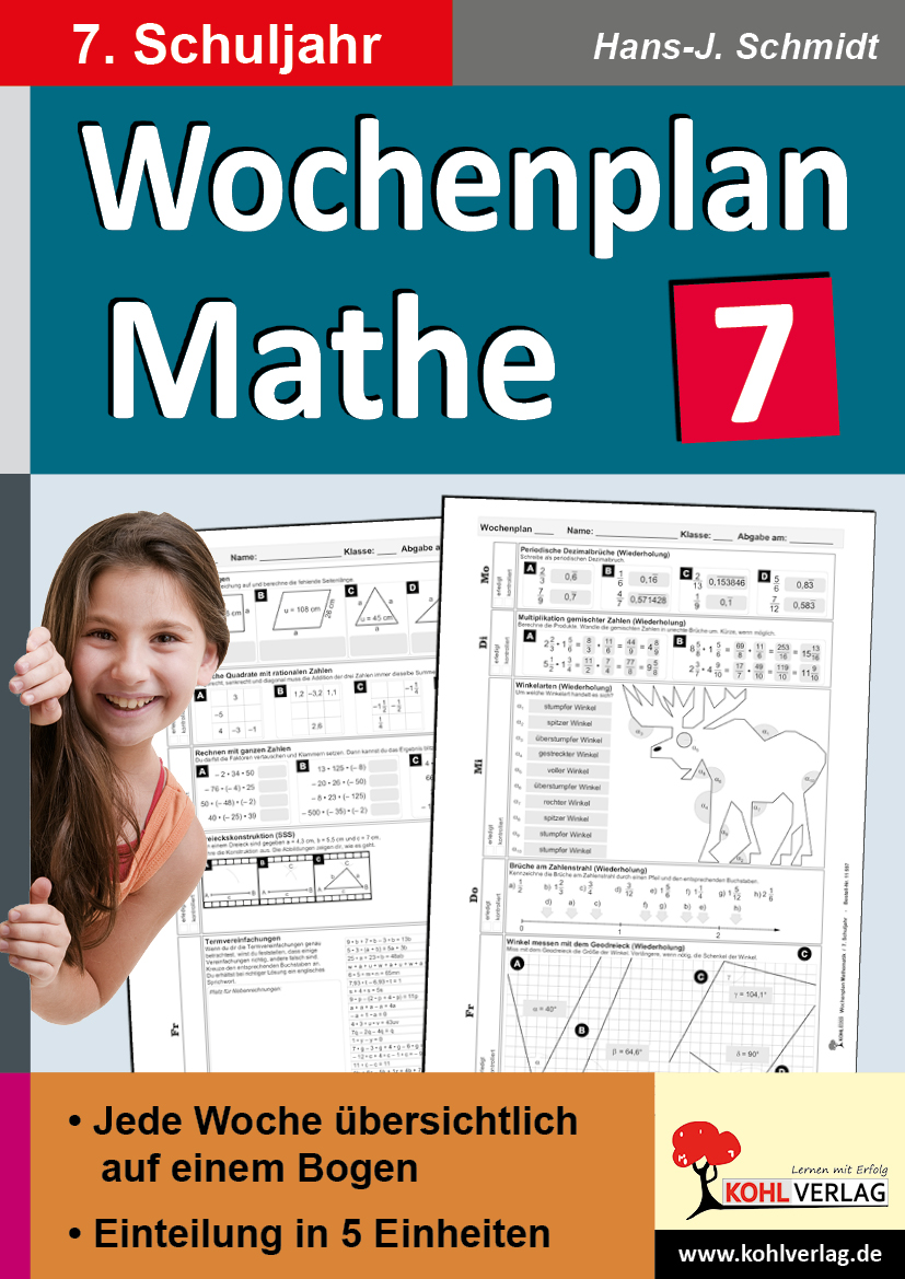 Wochenplan Mathe / Klasse 7 - Jede Woche übersichtlich auf einem Bogen! (7. Schuljahr)
