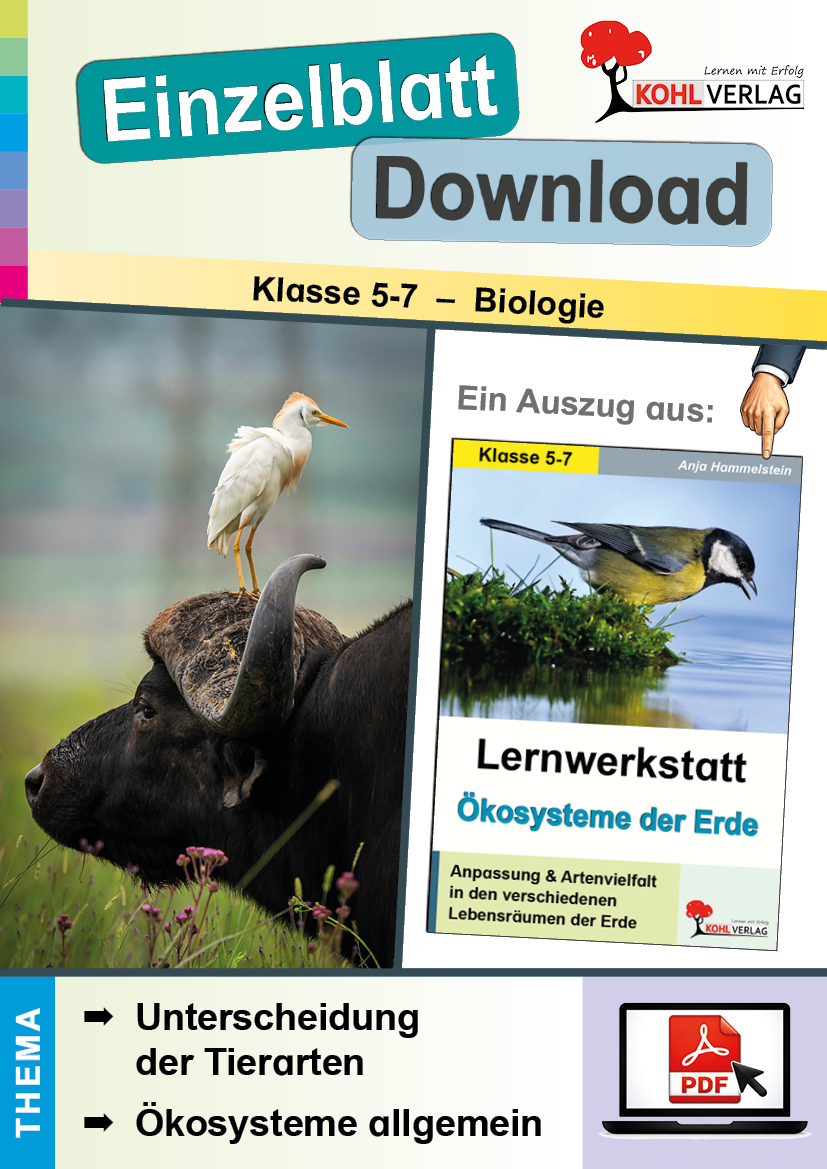 Lernwerkstatt Ökosysteme der Erde / Unterscheidung der Tierarten & Ökosysteme allgemein