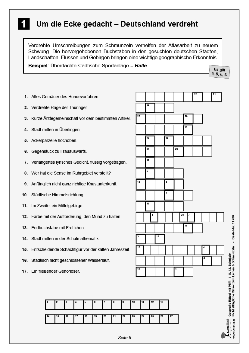 Geographie-Rätsel mit Witz! / Klasse 8-13