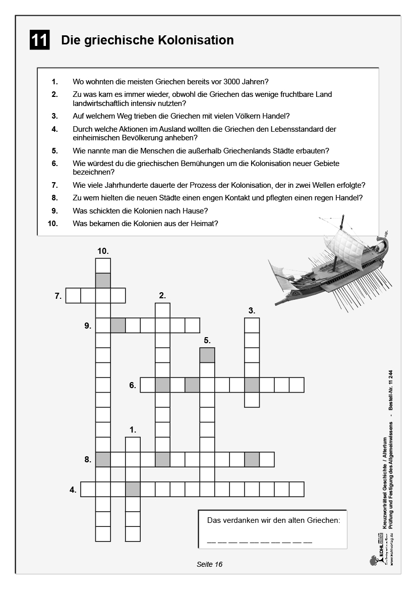 Kreuzworträtsel Geschichte / Altertum