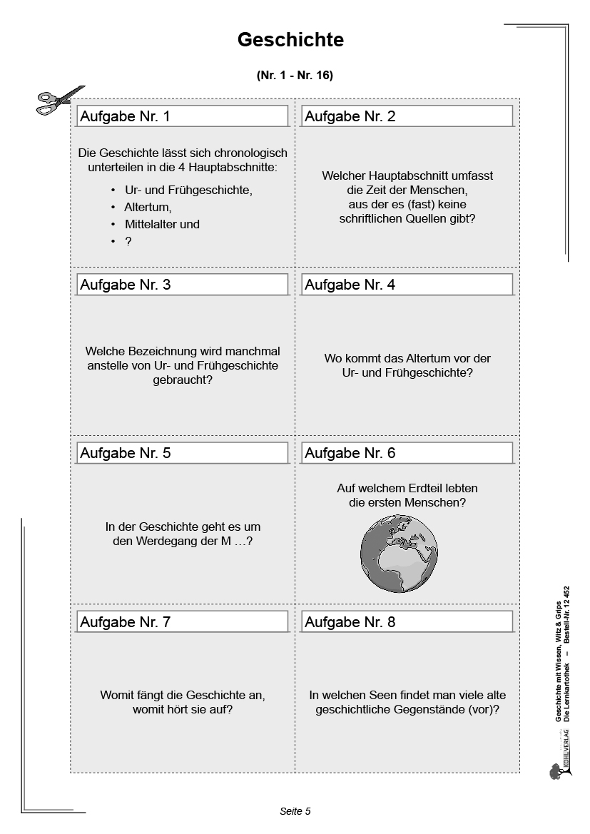 Geschichte mit Wissen, Witz & Grips  -  Die Lernkartothek