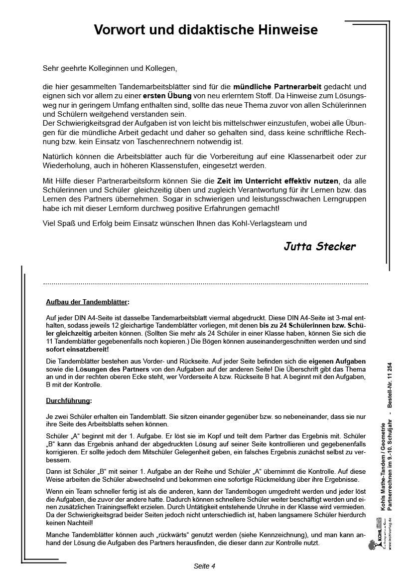 Kohls Mathe-Tandem Geometrie / Klasse 9-10