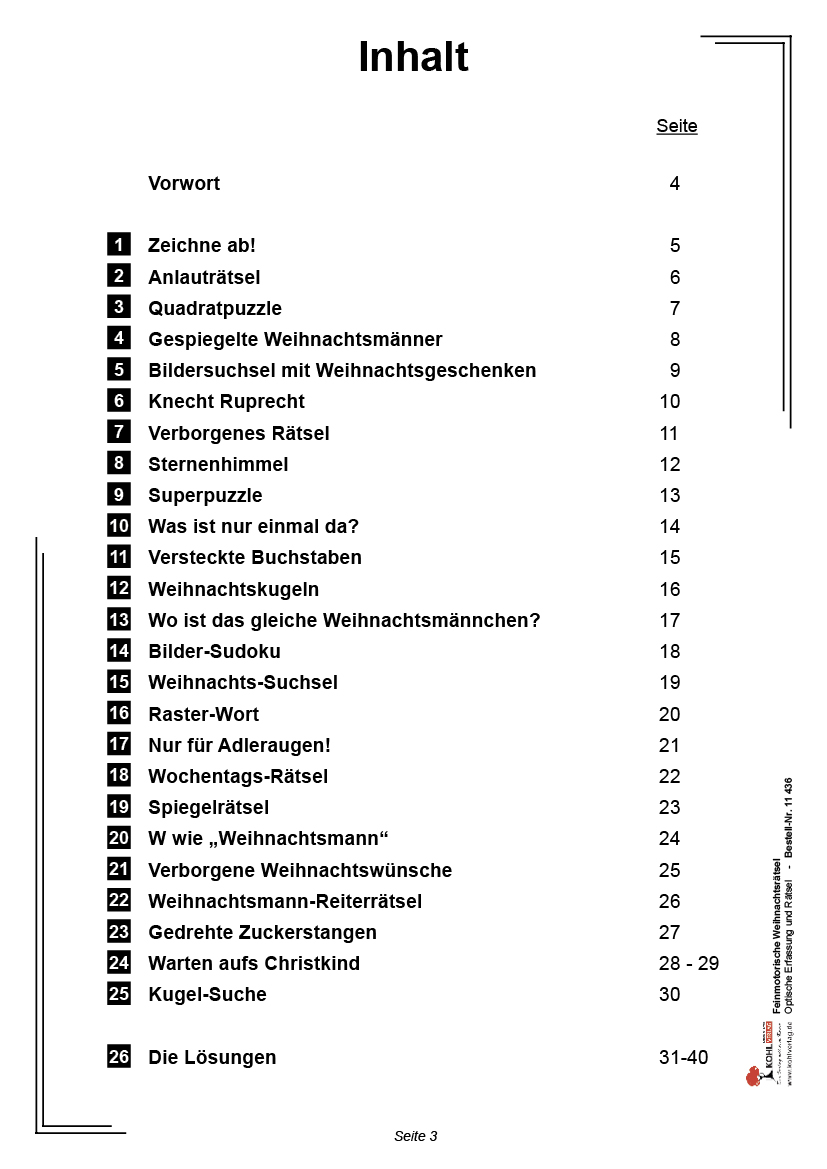 Feinmotorische Weihnachtsrätsel