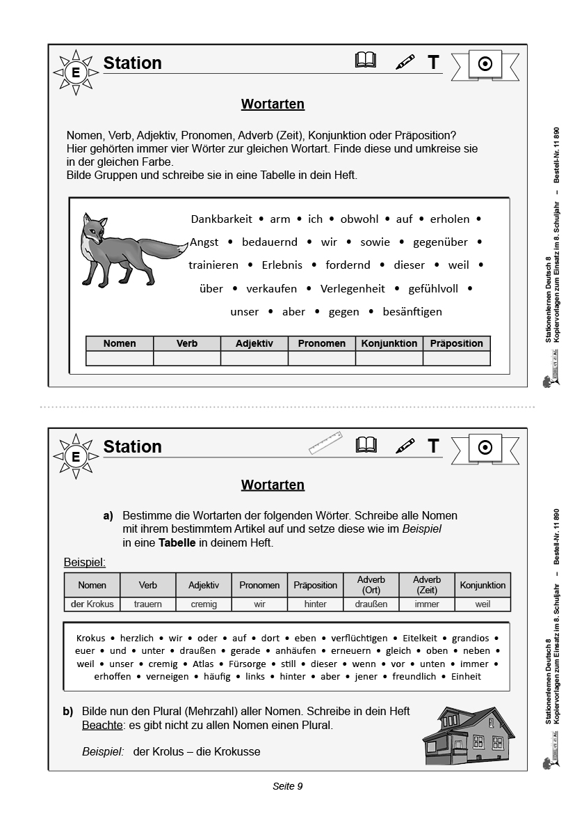 Stationenlernen Deutsch / Klasse 8