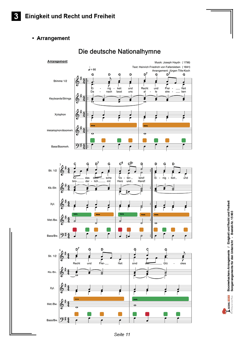 Boomwhackers-Arrangements - Einigkeit und Recht und Freiheit