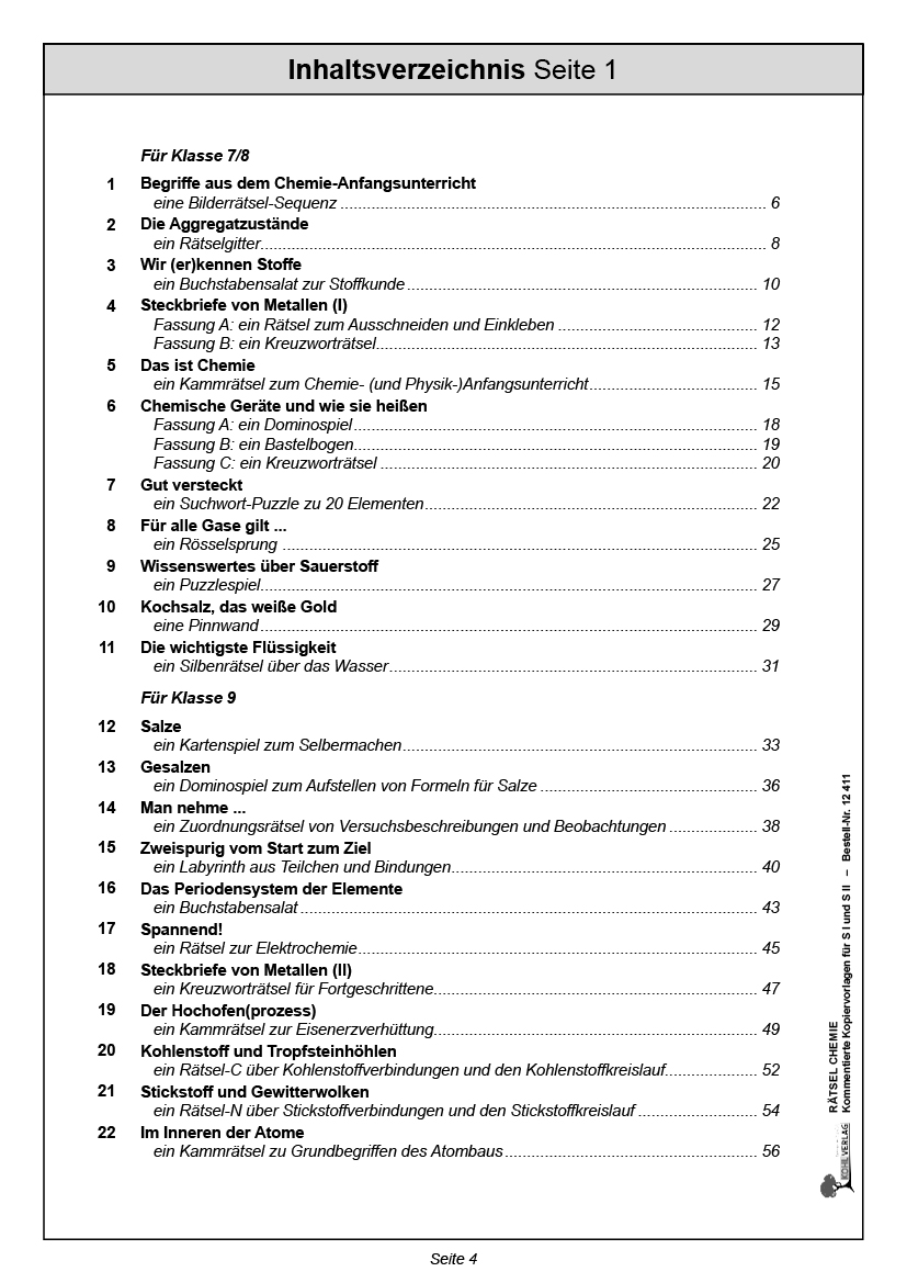 Rätsel Chemie - Rätselhaftes aus der Chemie zur Wiederholung und Vertiefung