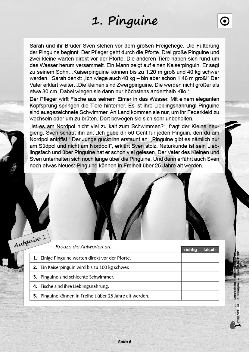 Lesetraining in drei Niveaustufen / Klasse 5