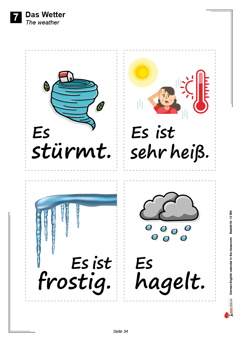 German-English calendar in the classroom