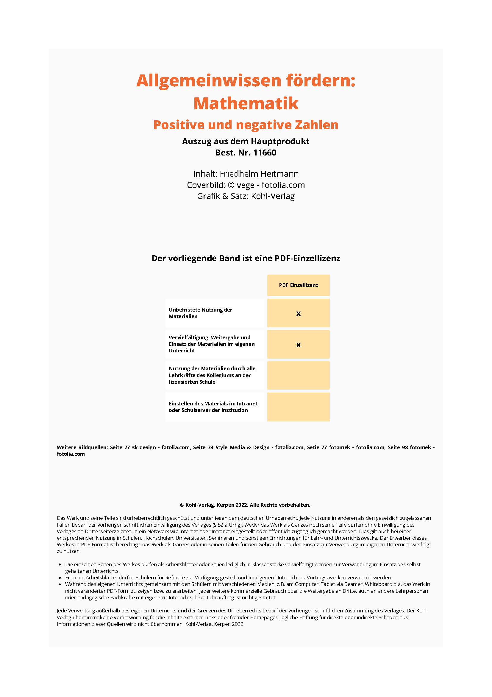 Allgemeinwissen fördern MATHEMATIK: Positive und negative Zahlen