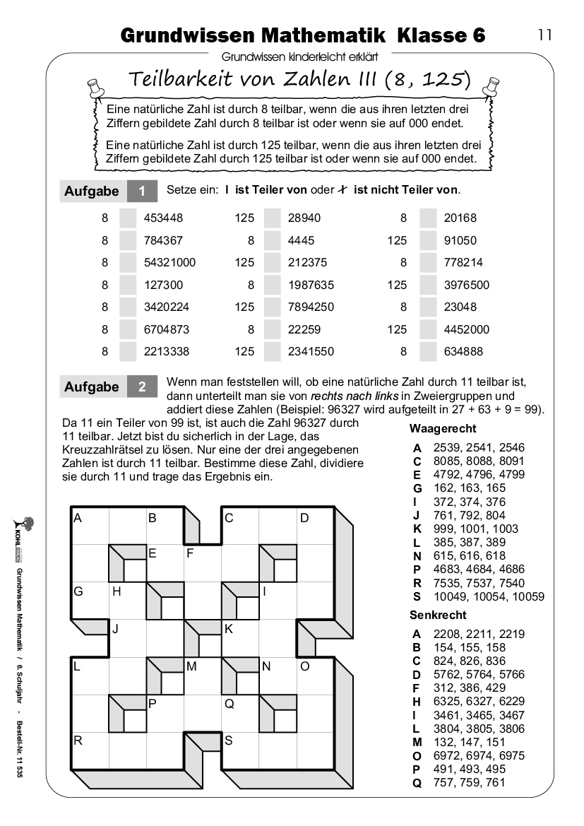 Grundwissen Mathematik / Klasse 6