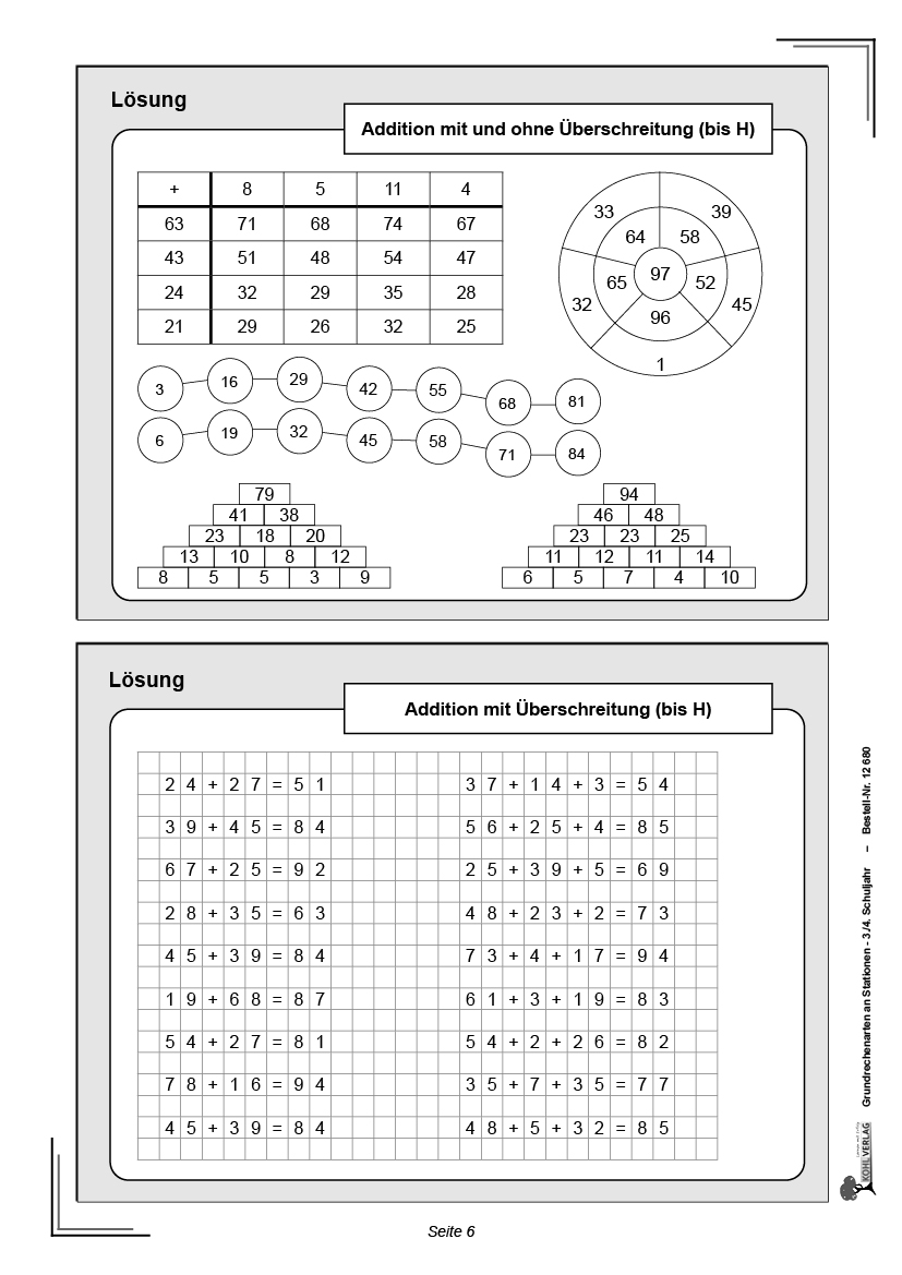 Grundrechenarten an Stationen / Klasse 3-4