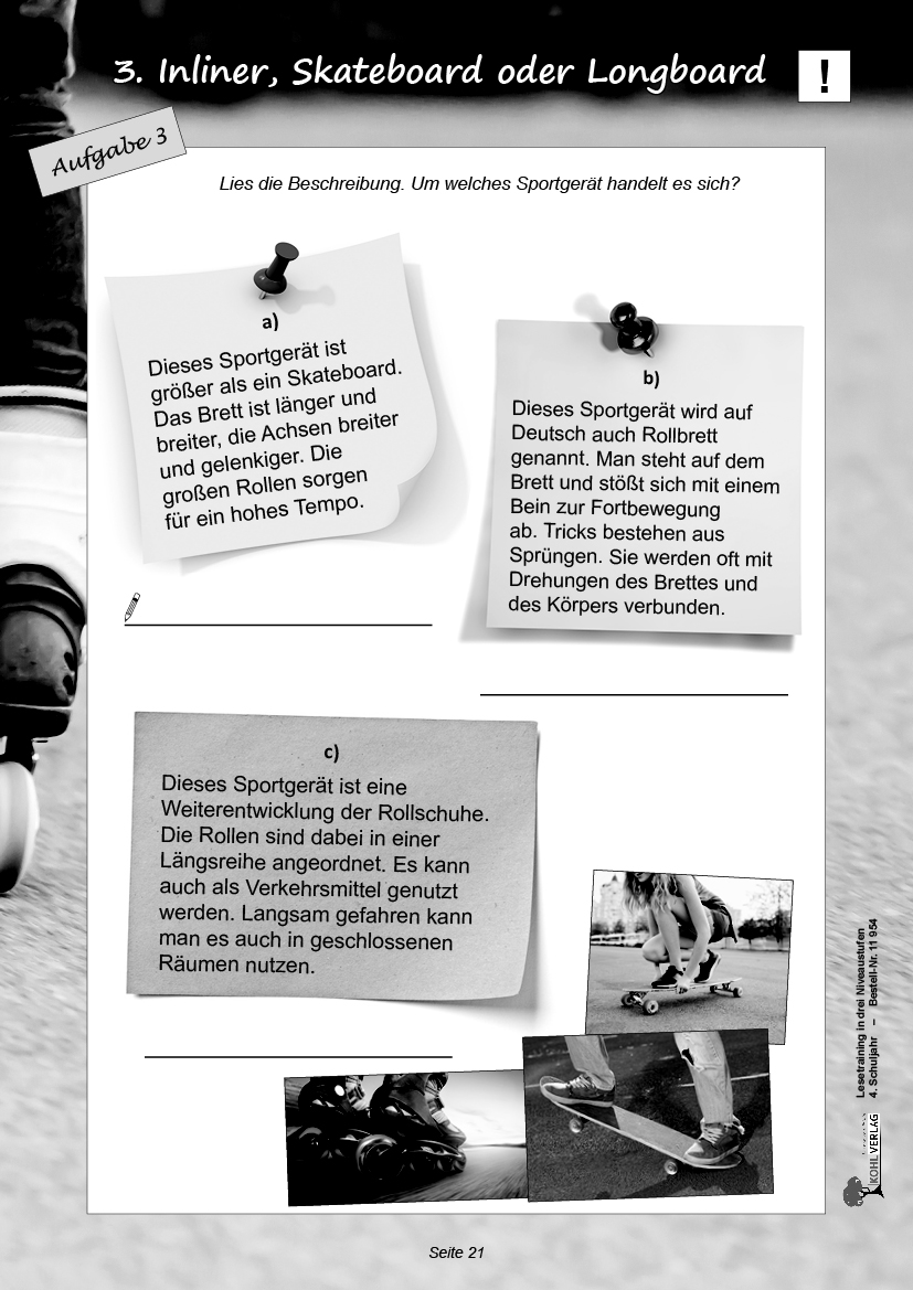 Lesetraining in drei Niveaustufen / Klasse 4